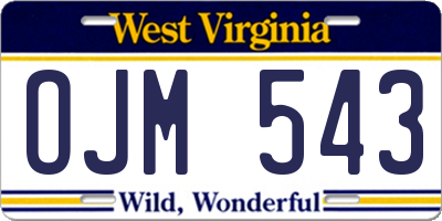 WV license plate OJM543
