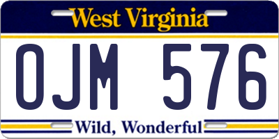 WV license plate OJM576