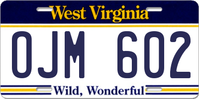 WV license plate OJM602
