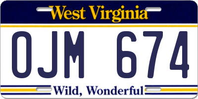 WV license plate OJM674