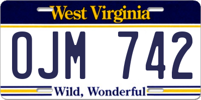 WV license plate OJM742