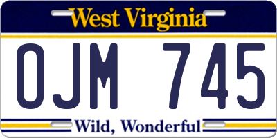 WV license plate OJM745