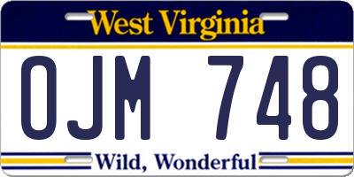 WV license plate OJM748