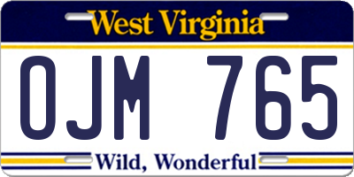 WV license plate OJM765