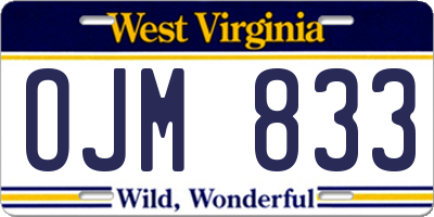 WV license plate OJM833