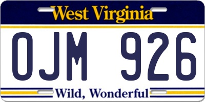 WV license plate OJM926