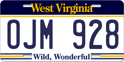 WV license plate OJM928