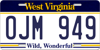 WV license plate OJM949