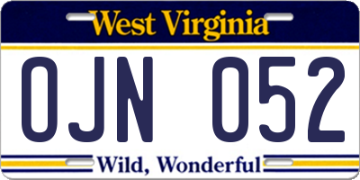 WV license plate OJN052