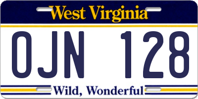 WV license plate OJN128