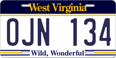 WV license plate OJN134