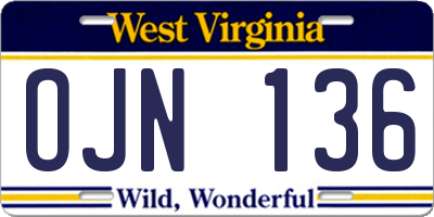 WV license plate OJN136