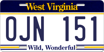 WV license plate OJN151