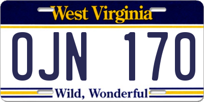 WV license plate OJN170
