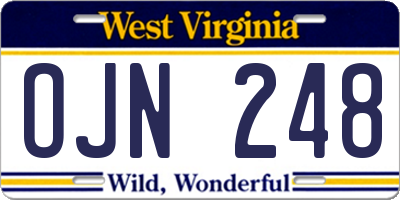 WV license plate OJN248