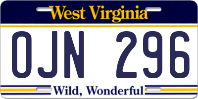 WV license plate OJN296