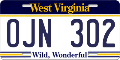 WV license plate OJN302