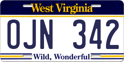 WV license plate OJN342