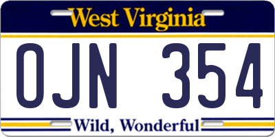WV license plate OJN354