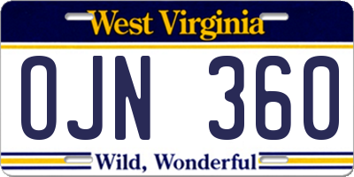 WV license plate OJN360