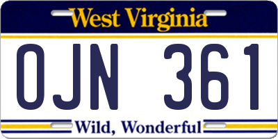 WV license plate OJN361