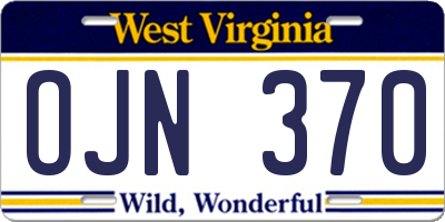 WV license plate OJN370