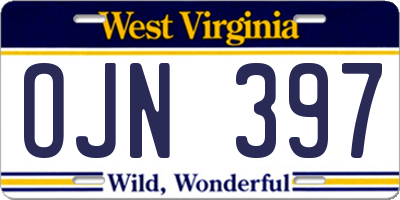 WV license plate OJN397