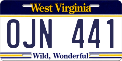 WV license plate OJN441