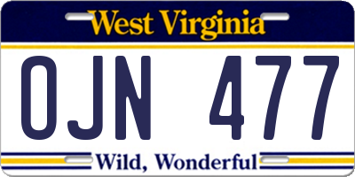 WV license plate OJN477