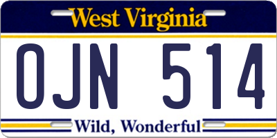 WV license plate OJN514