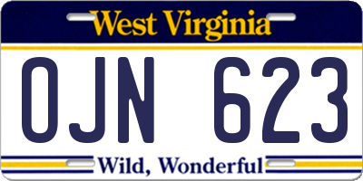 WV license plate OJN623
