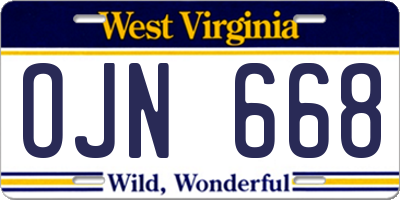 WV license plate OJN668