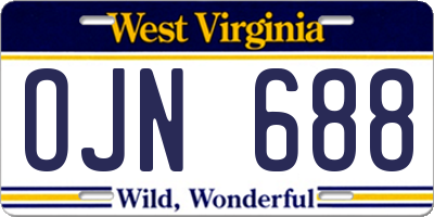 WV license plate OJN688