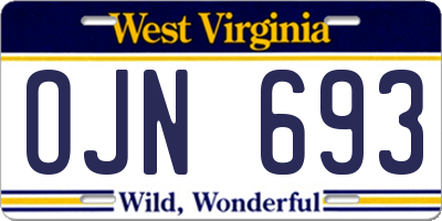 WV license plate OJN693
