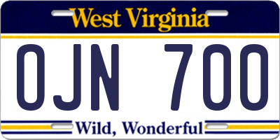 WV license plate OJN700