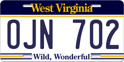 WV license plate OJN702