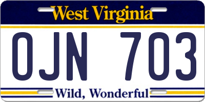WV license plate OJN703