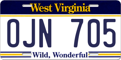 WV license plate OJN705