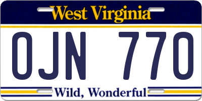 WV license plate OJN770