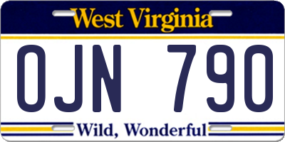 WV license plate OJN790