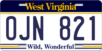 WV license plate OJN821