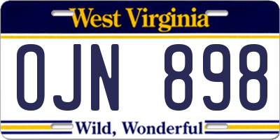 WV license plate OJN898