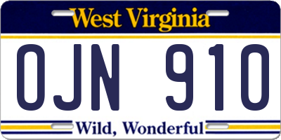 WV license plate OJN910