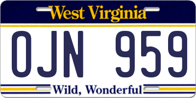 WV license plate OJN959