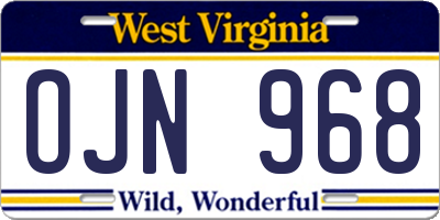 WV license plate OJN968