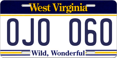 WV license plate OJO060