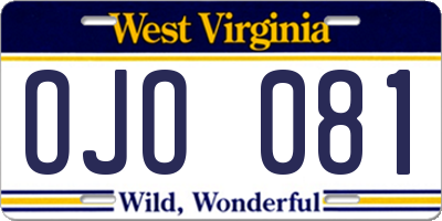 WV license plate OJO081