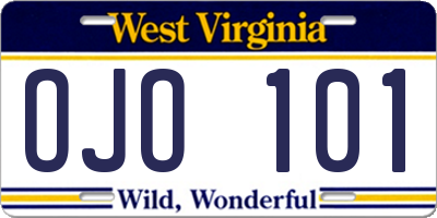 WV license plate OJO101