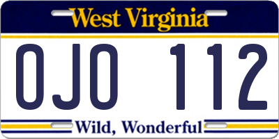 WV license plate OJO112