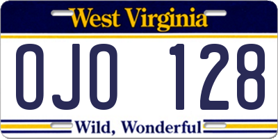 WV license plate OJO128